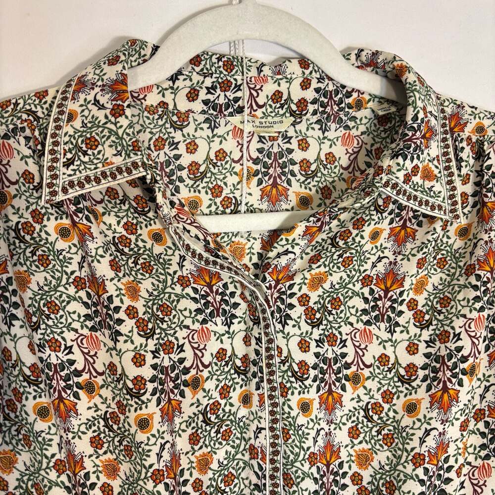 Max Studio London Floral Print Tiered Midi Dress with Flutter Sleeves Size M - Picture 5 of 12